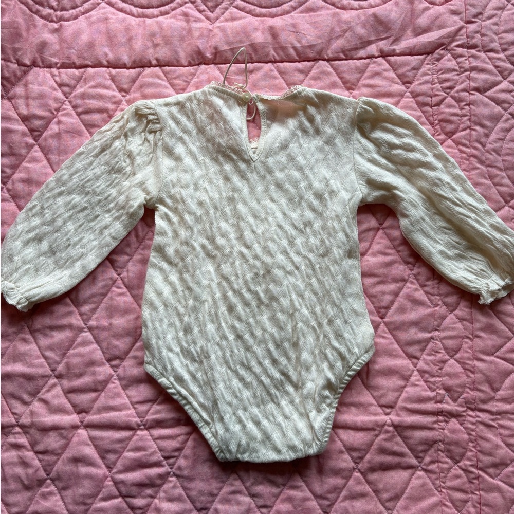 Zara new 3-6 months Cream Lace Long Sleeve Baby One Piece - Picture 5 of 5